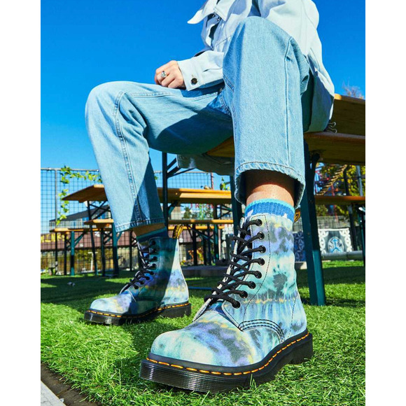 NIB Dr Martens 1460 Pascal Blue Tie Dye Printed Suede Leather Boots US 7 - Picture 2 of 16